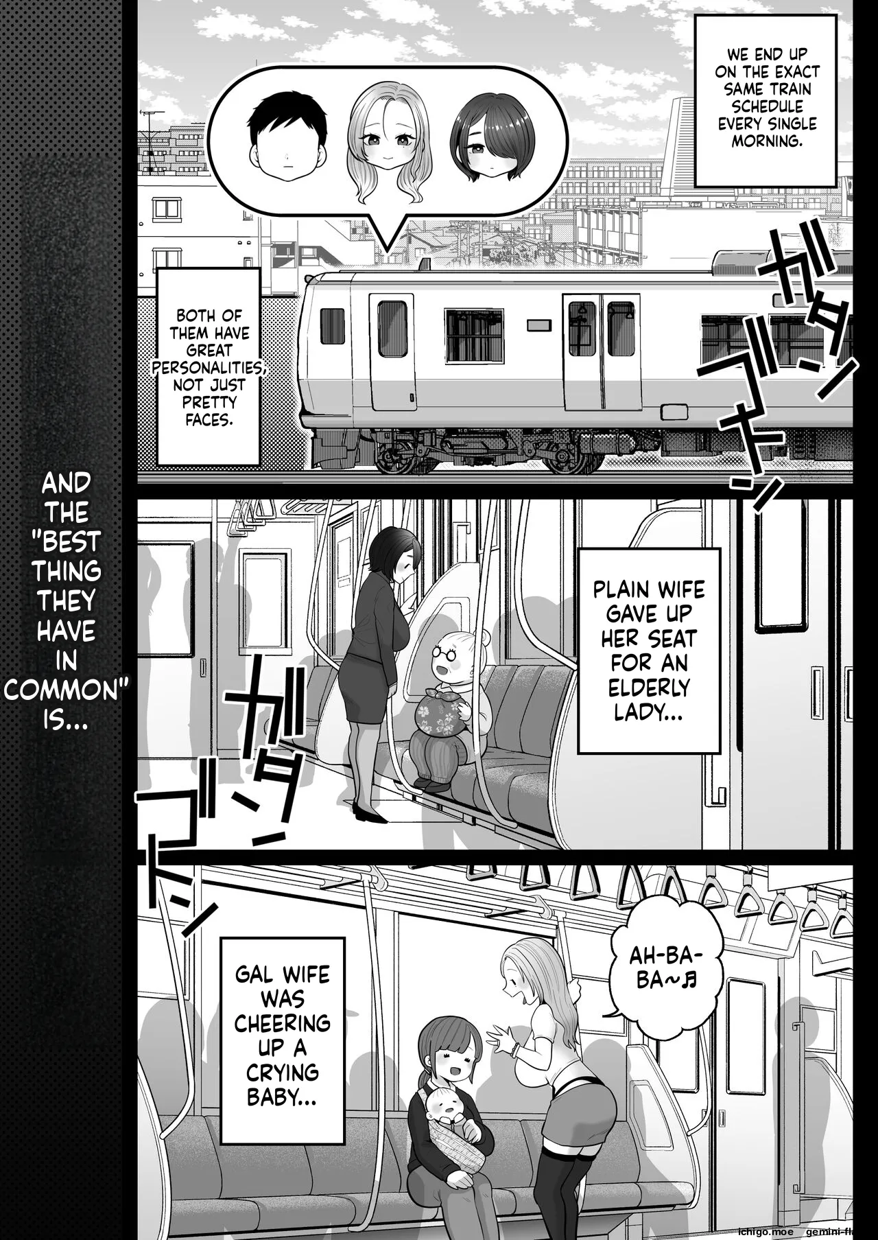[Nezumi no Haha (Nezumi Nobo)]Jimi-tsuma-san to Gyaru-tsuma-san, Hitozuma Tetsudou Nobori-iki Page 5