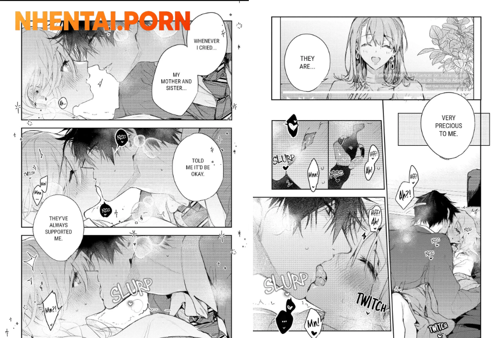 Black and white hentai manga from My Boss Secretly Adores Me featuring kissing and emotional moments between the leads.